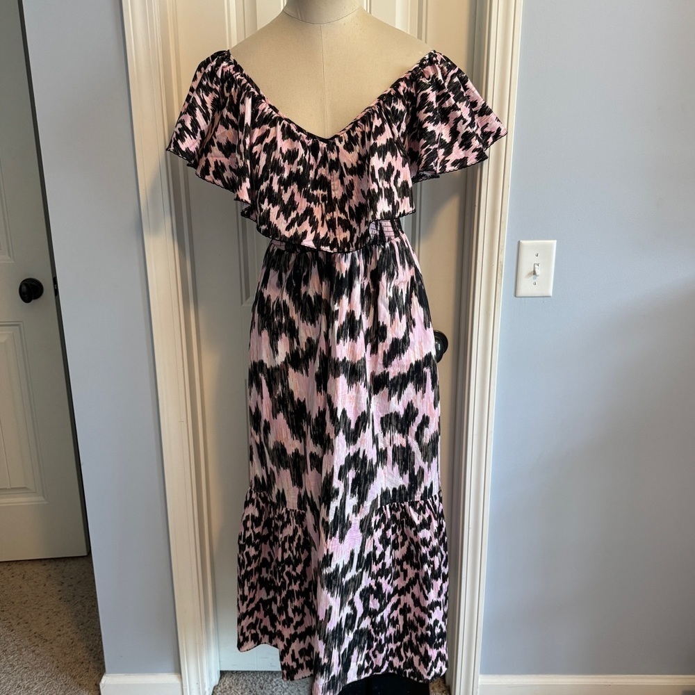 Maria Cher Small Dabir Midi‎ Dress ~ Ikat Ruffle Boho